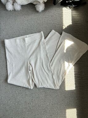 aerie Cream Wide-Leg Lounge Pants